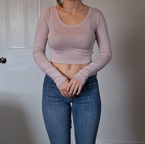 Pink Longsleeve Croptop - Picture 1 of 6